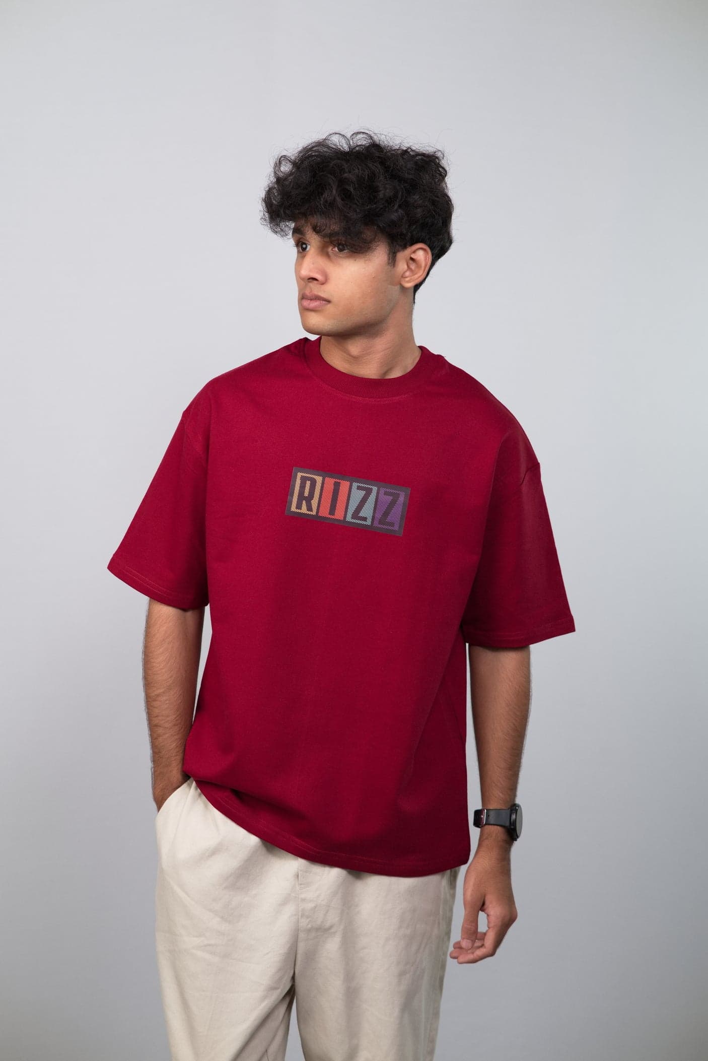 Rizz Unisex Minimalistic Oversized T-shirt view 3