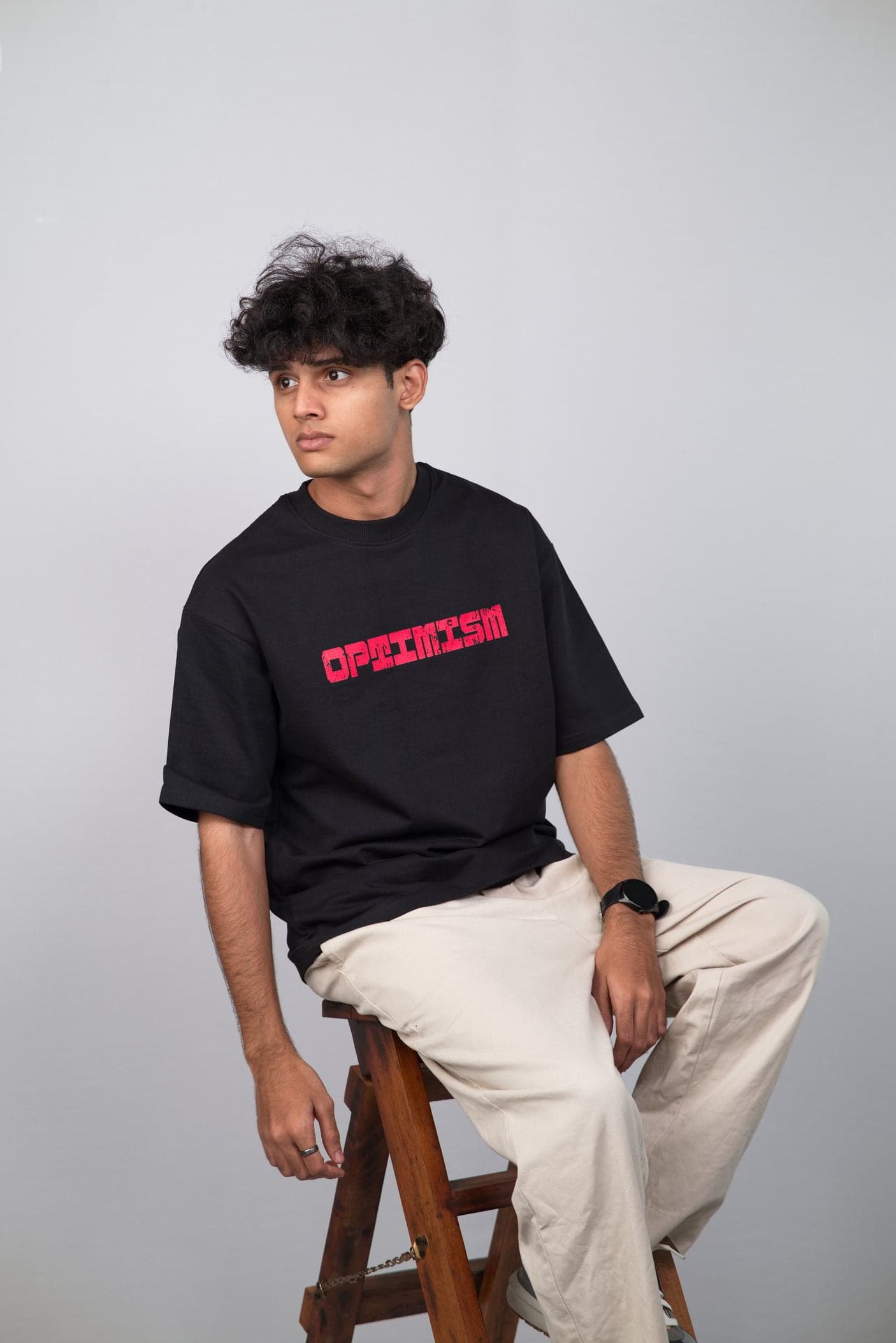 Optimism Unisex Minimalistic Oversized T-shirt view 3
