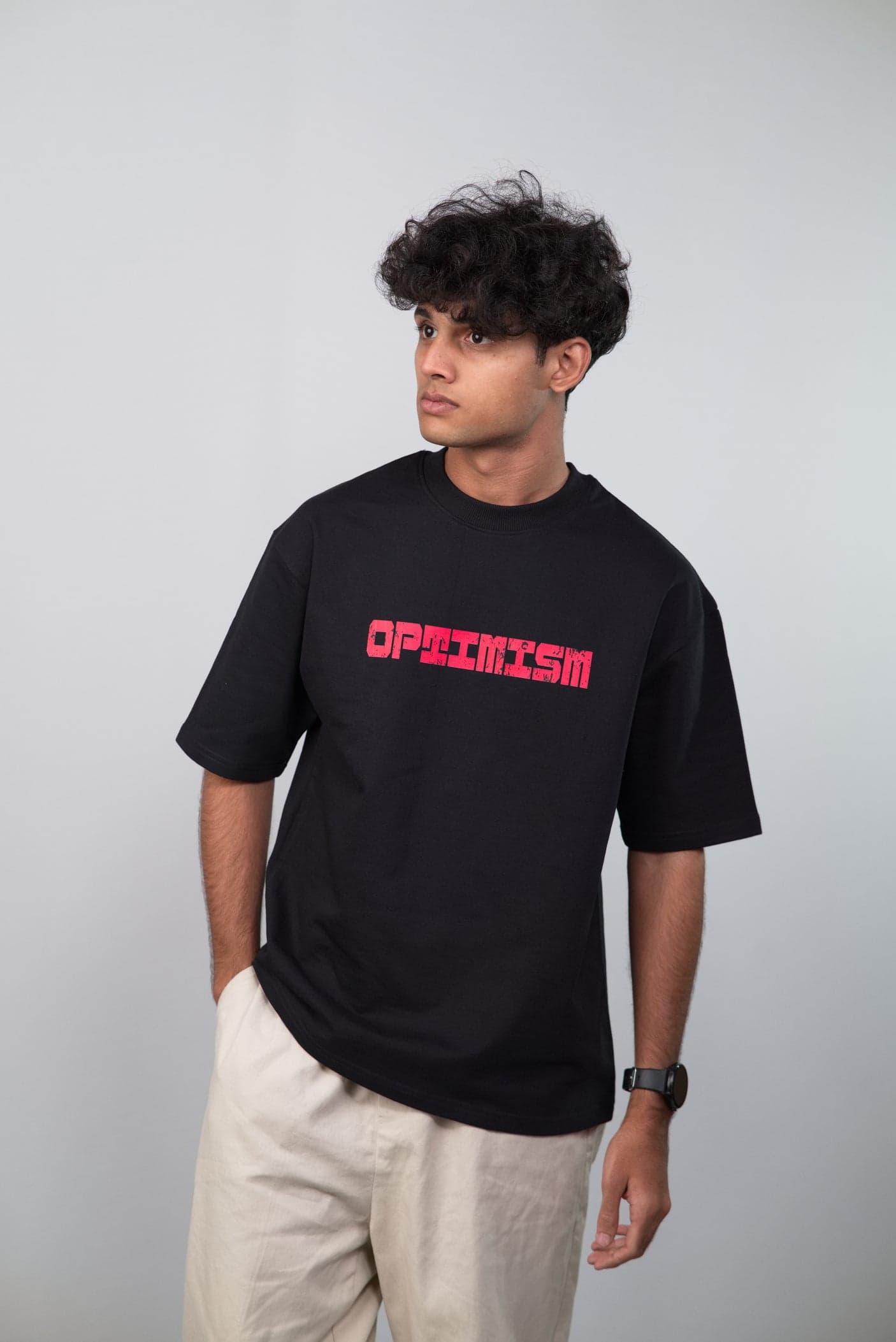 Optimism Unisex Minimalistic Oversized T-shirt view 4