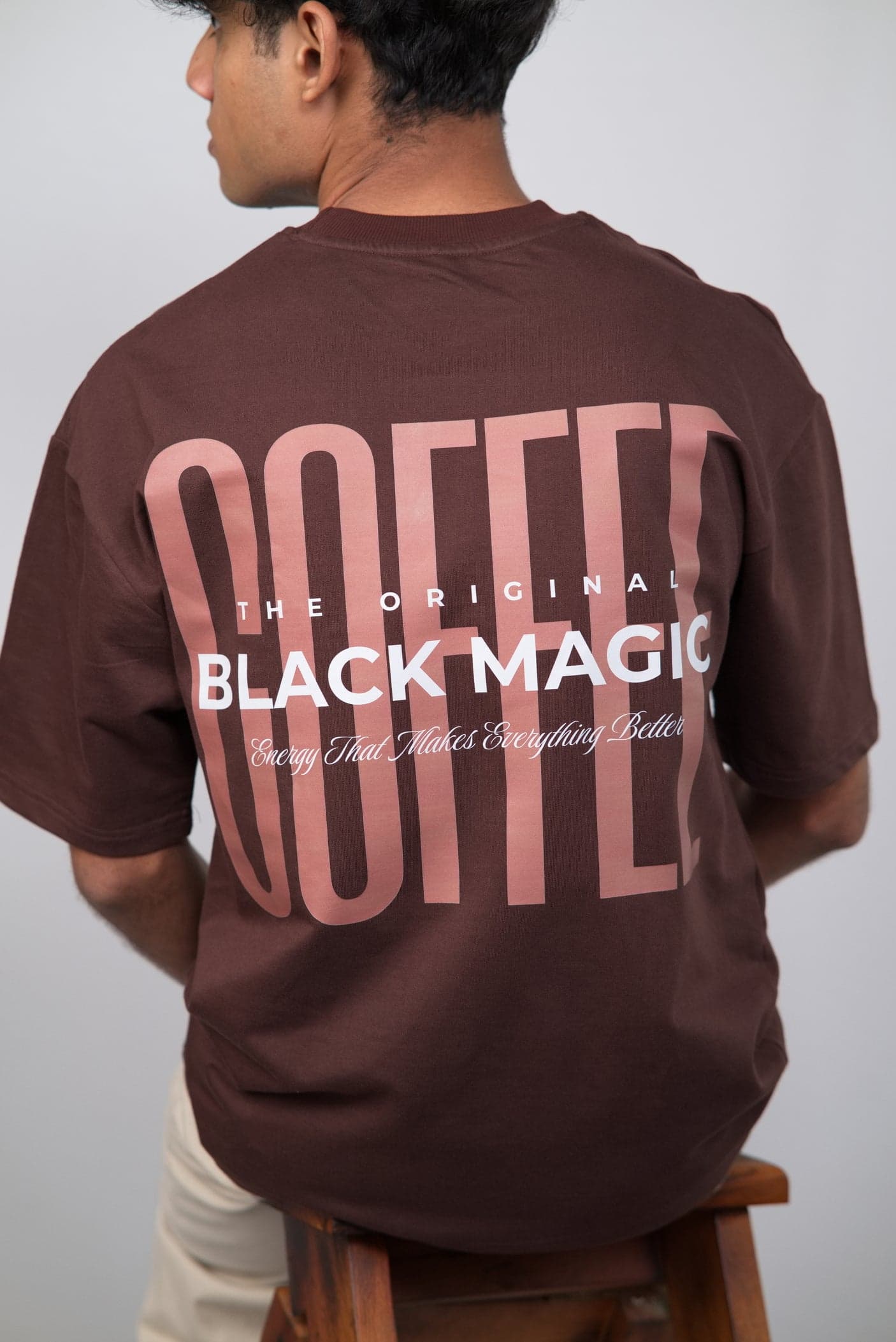 The Original Black Magic: Coffee Unisex Minimalistic Oversized T-shirt — alternate view