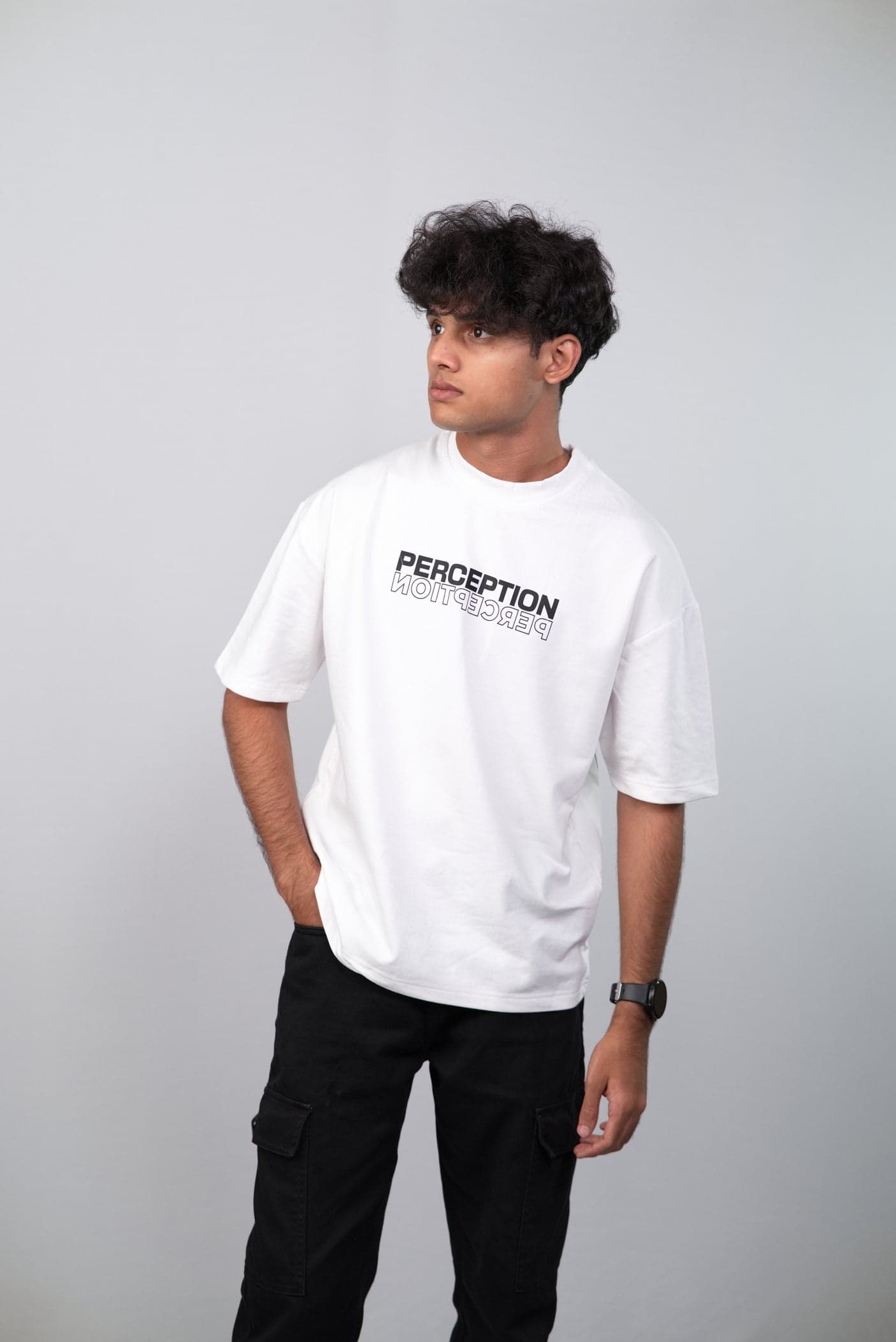 Perception Unisex Minimalistic Oversized T-shirt view 4