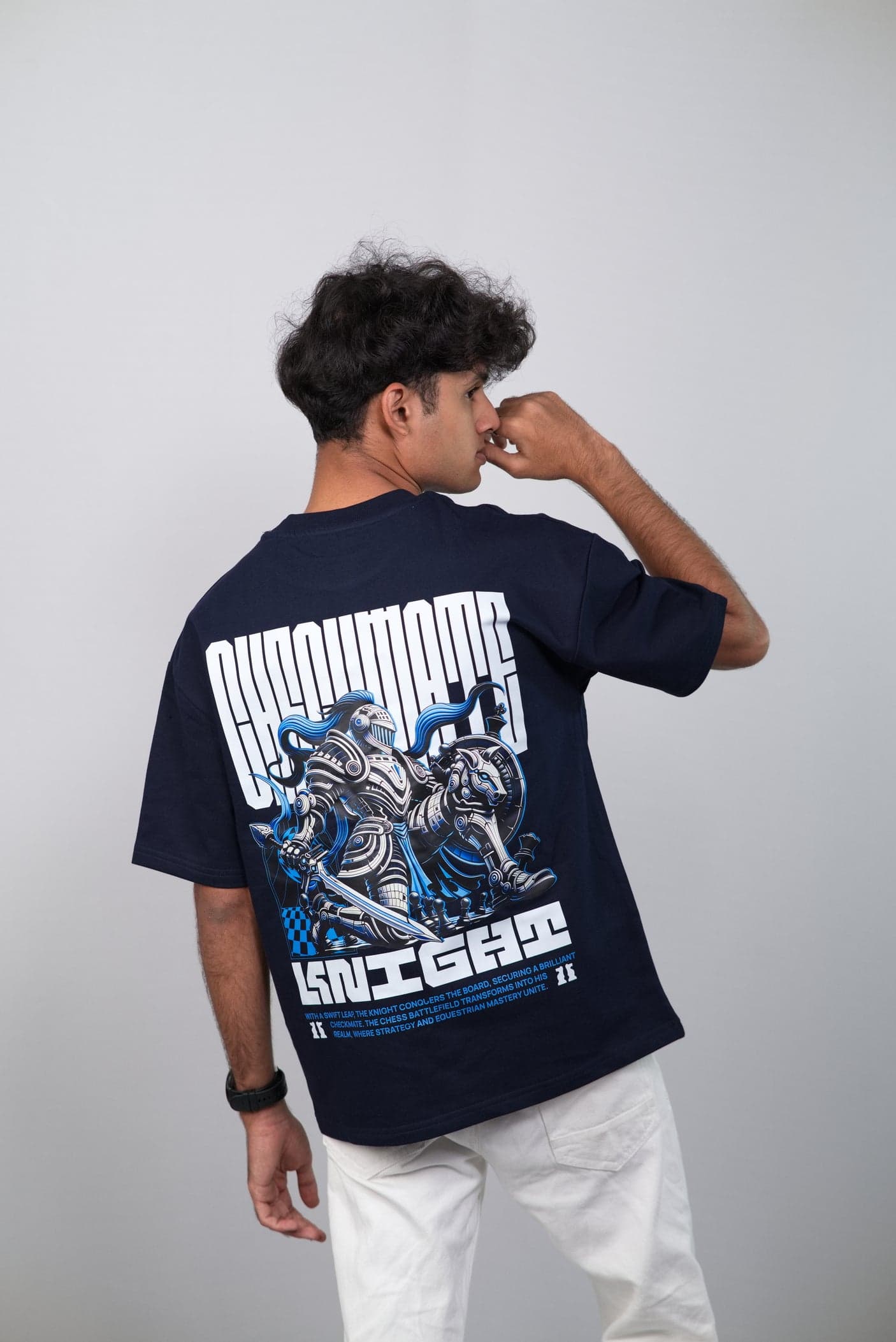 Checkmate Knight Unisex Premium Oversized T-shirt view 3